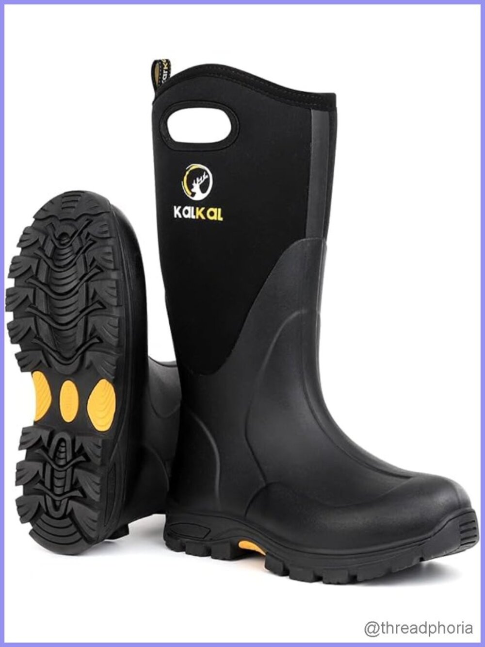 Kalkal Waterproof Insulated Neoprene Rubber Rain Boots Mens Womens Outdoor Work